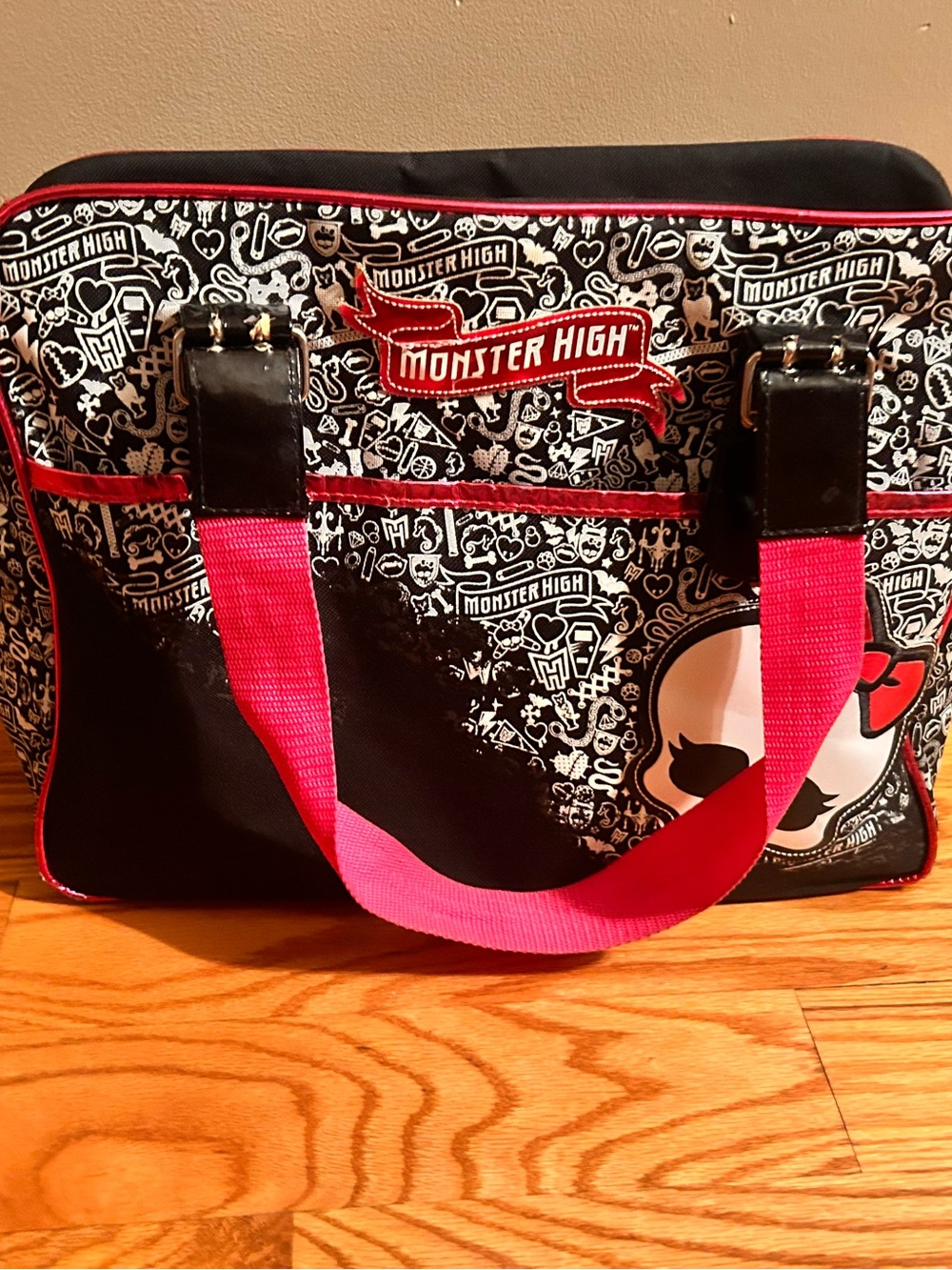 monster high Black and Hot Pink Tote Bag with Logo